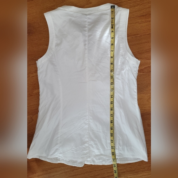 212 Collection Stetch White Button Down Sleeveless Top, Size S - Picture 5 of 6